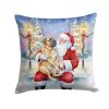 Mastiff with Santa Claus Throw Pillow Decorative Indoor Outdoor Accent Cushion for Couch, Bed or Patio, 14Hx14W