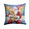 Cocker Spaniel with Santa Claus Throw Pillow Decorative Indoor Outdoor Accent Cushion for Couch, Bed or Patio, 14Hx14W