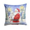 Maltese with Santa Claus Throw Pillow Decorative Indoor Outdoor Accent Cushion for Couch, Bed or Patio, 14Hx14W