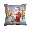 Italian Greyhound with Santa Claus Throw Pillow Decorative Indoor Outdoor Accent Cushion for Couch, Bed or Patio, 14Hx14W