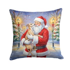 Italian Greyhound with Santa Claus Throw Pillow Decorative Indoor Outdoor Accent Cushion for Couch, Bed or Patio, 14Hx14W