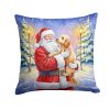 Goldendoodle with Santa Claus Throw Pillow Decorative Indoor Outdoor Accent Cushion for Couch, Bed or Patio, 14Hx14W