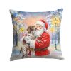 German Shorthaired Pointer with Santa Claus Throw Pillow Decorative Indoor Outdoor Accent Cushion for Couch, Bed or Patio, 14Hx14W