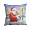 Cavalier Spaniel with Santa Claus Throw Pillow Decorative Indoor Outdoor Accent Cushion for Couch, Bed or Patio, 14Hx14W