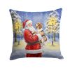 English Setter with Santa Claus Throw Pillow Decorative Indoor Outdoor Accent Cushion for Couch, Bed or Patio, 14Hx14W