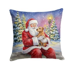 Norfolk Terrier with Santa Claus Throw Pillow Decorative Indoor Outdoor Accent Cushion for Couch, Bed or Patio, 18Hx18W