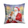 Beagle with Santa Claus Throw Pillow Decorative Indoor Outdoor Accent Cushion for Couch, Bed or Patio, 18Hx18W
