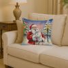 White Boxer with Santa Claus Throw Pillow Decorative Indoor Outdoor Accent Cushion for Couch, Bed or Patio, 14Hx14W