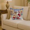 Mastiff with Santa Claus Throw Pillow Decorative Indoor Outdoor Accent Cushion for Couch, Bed or Patio, 14Hx14W