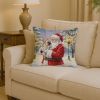 French Bulldog with Santa Claus Throw Pillow Decorative Indoor Outdoor Accent Cushion for Couch, Bed or Patio, 14Hx14W