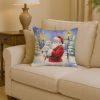 Maltese with Santa Claus Throw Pillow Decorative Indoor Outdoor Accent Cushion for Couch, Bed or Patio, 14Hx14W