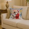 German Shorthaired Pointer with Santa Claus Throw Pillow Decorative Indoor Outdoor Accent Cushion for Couch, Bed or Patio, 14Hx14W