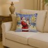 English Setter with Santa Claus Throw Pillow Decorative Indoor Outdoor Accent Cushion for Couch, Bed or Patio, 14Hx14W