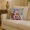 Brussels Griffon with Santa Claus Throw Pillow Decorative Indoor Outdoor Accent Cushion for Couch, Bed or Patio, 14Hx14W