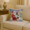 Miniature Pinscher with Santa Claus Throw Pillow Decorative Indoor Outdoor Accent Cushion for Couch, Bed or Patio, 18Hx18W