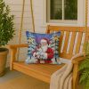 Papillon with Santa Claus Throw Pillow Decorative Indoor Outdoor Accent Cushion for Couch, Bed or Patio, 18Hx18W