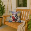 Newfoundland with Santa Claus Throw Pillow Decorative Indoor Outdoor Accent Cushion for Couch, Bed or Patio, 18Hx18W