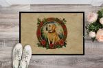 NEW Labrador Retriever Christmas Flowers Doormat Front Door Mat Indoor Outdoor Rugs for Entryway, Non Slip Washable Low Pile, 18H X 27W