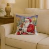 Beagle with Santa Claus Throw Pillow Decorative Indoor Outdoor Accent Cushion for Couch, Bed or Patio, 18Hx18W