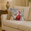 Cockapoo with Santa Claus Throw Pillow Decorative Indoor Outdoor Accent Cushion for Couch, Bed or Patio, 14Hx14W