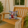 Chocolate Labradoodle with Santa Claus Throw Pillow Decorative Indoor Outdoor Accent Cushion for Couch, Bed or Patio, 14Hx14W