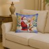 Goldendoodle with Santa Claus Throw Pillow Decorative Indoor Outdoor Accent Cushion for Couch, Bed or Patio, 14Hx14W