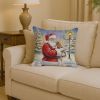 Cavalier Spaniel with Santa Claus Throw Pillow Decorative Indoor Outdoor Accent Cushion for Couch, Bed or Patio, 14Hx14W