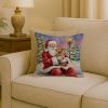 Norfolk Terrier with Santa Claus Throw Pillow Decorative Indoor Outdoor Accent Cushion for Couch, Bed or Patio, 18Hx18W