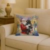 Newfoundland with Santa Claus Throw Pillow Decorative Indoor Outdoor Accent Cushion for Couch, Bed or Patio, 18Hx18W
