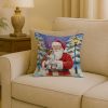 Papillon with Santa Claus Throw Pillow Decorative Indoor Outdoor Accent Cushion for Couch, Bed or Patio, 18Hx18W