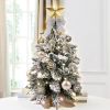 22in Mini Christmas Tree with Light Artificial Small Tabletop Woodland Christmas Decoration with Flocked Snow;  Exquisite Decor & Xmas Ornaments for T
